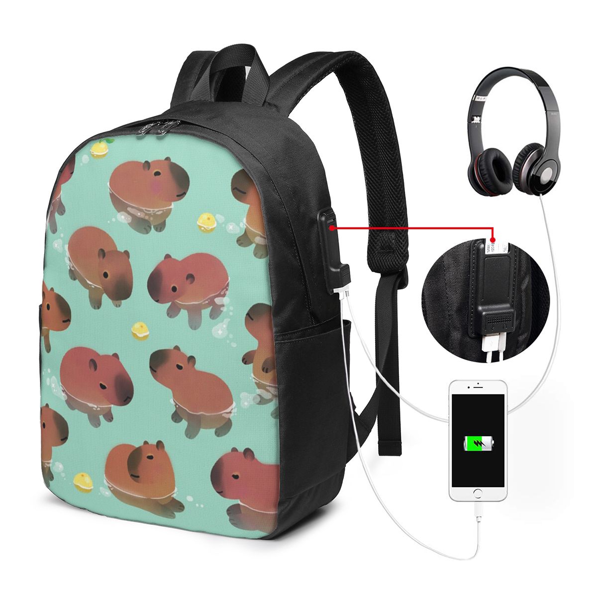 Women Bags For Laptop - Рюкзак с рисунком капибары, дорожная сумка