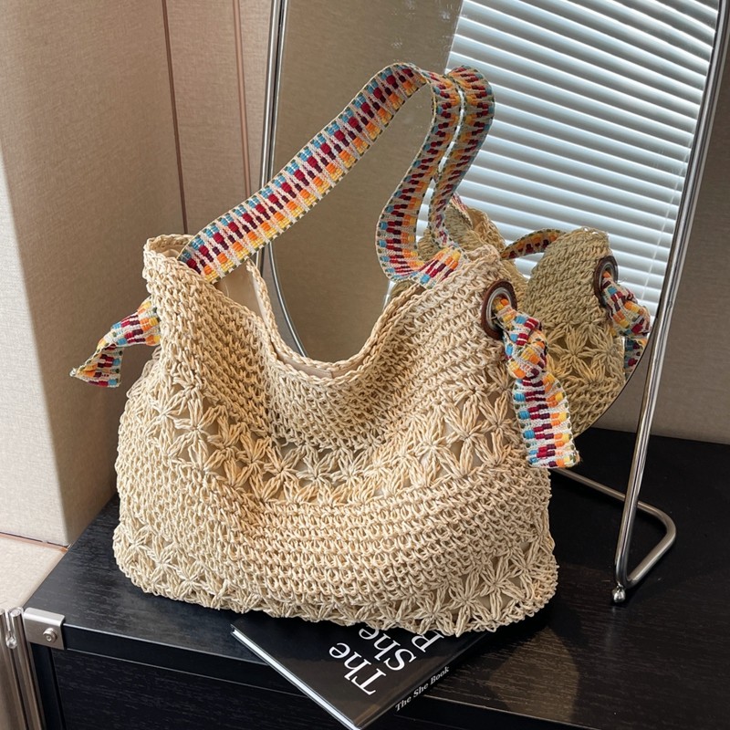 Woven Straw Bag - Женская соломенная сумка в пляжном стиле,