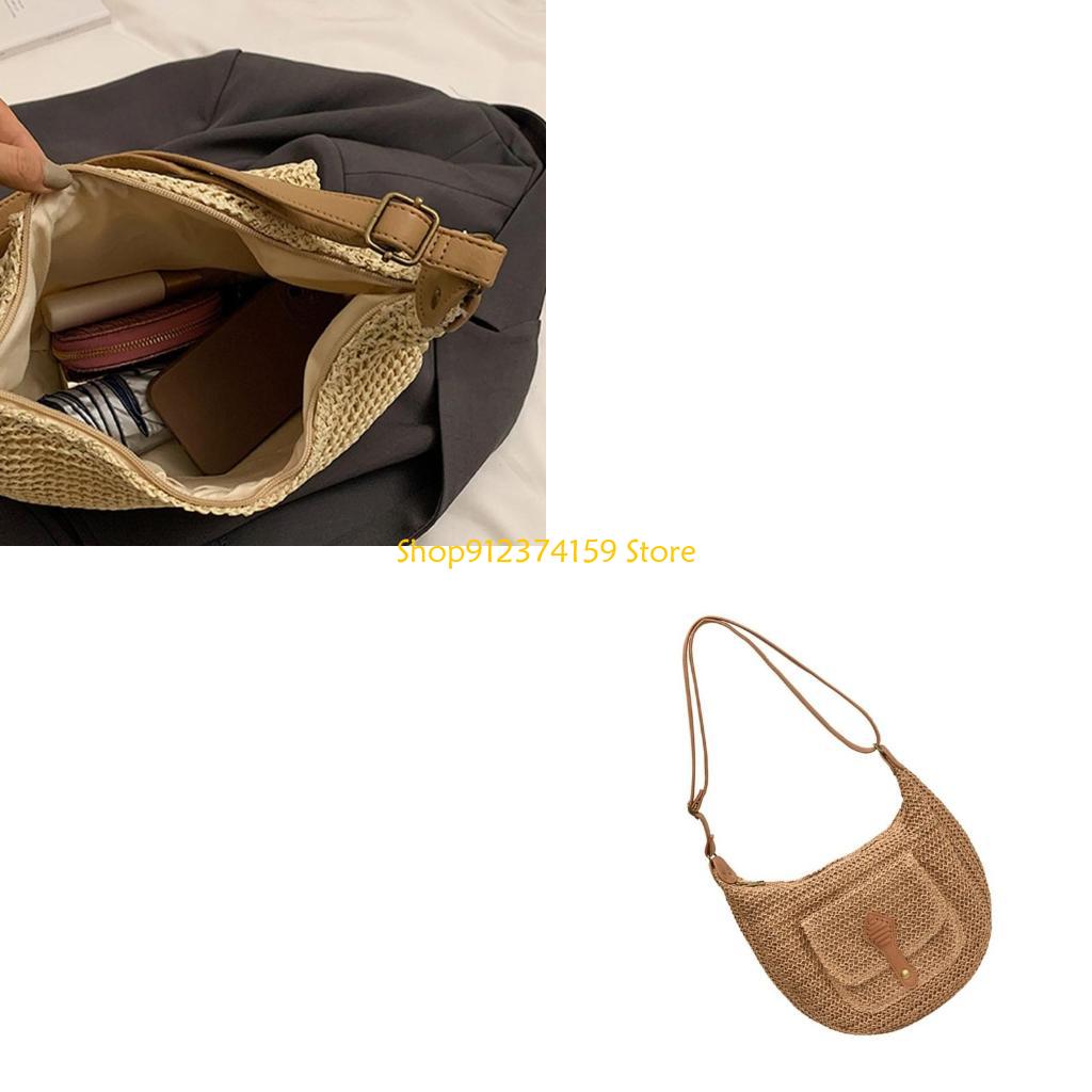 Woven Straw Bag - G5AE Женская соломенная пляжная сумка Простая