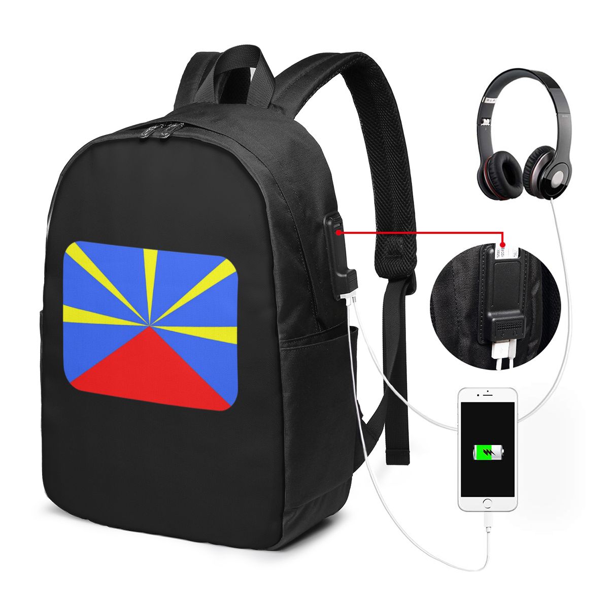 Women Bags For Laptop - Рюкзак с флагом острова Реюньон 974,