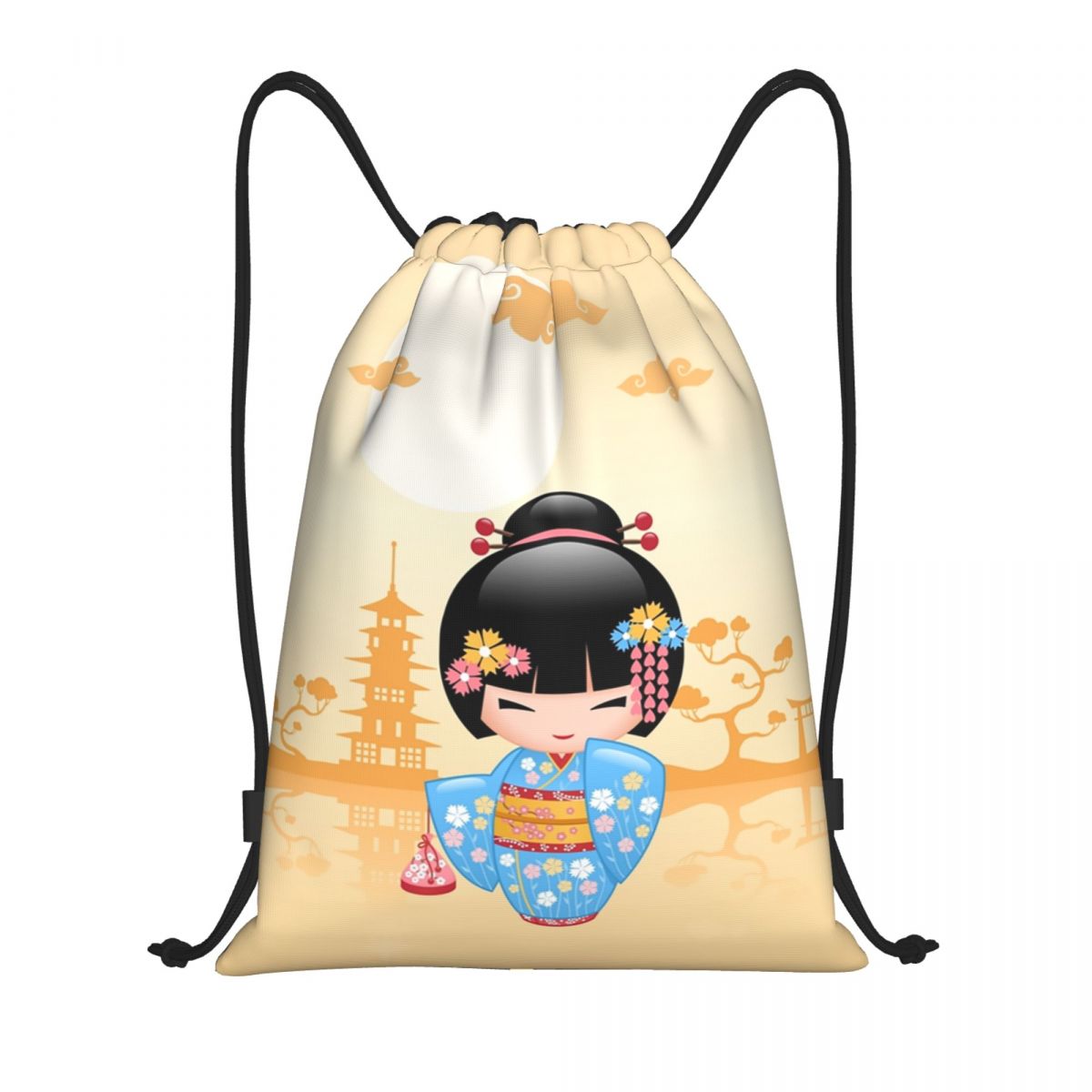 Women Bags Vector - Японская кукла Maiko Kokeshi, рюкзак на