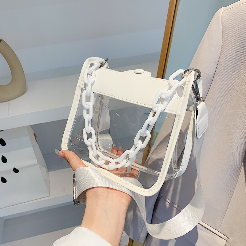Jelly Bag Clear Pvc - Модная дамская однотонная прозрачная сумка через