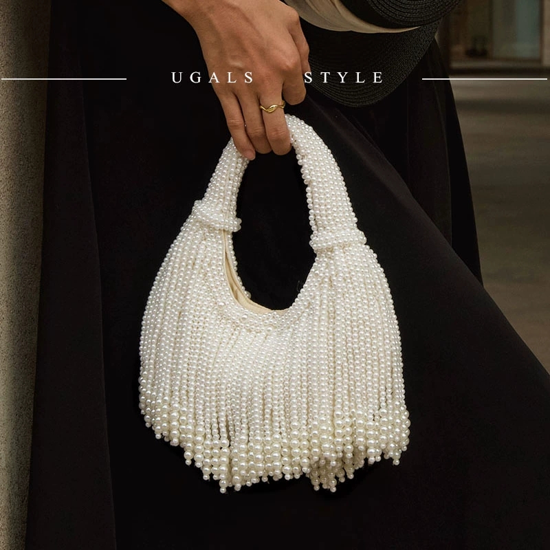Women'S Vegan Bags - Дизайнерская вечерняя сумка-клатч с жемчужной ручкой