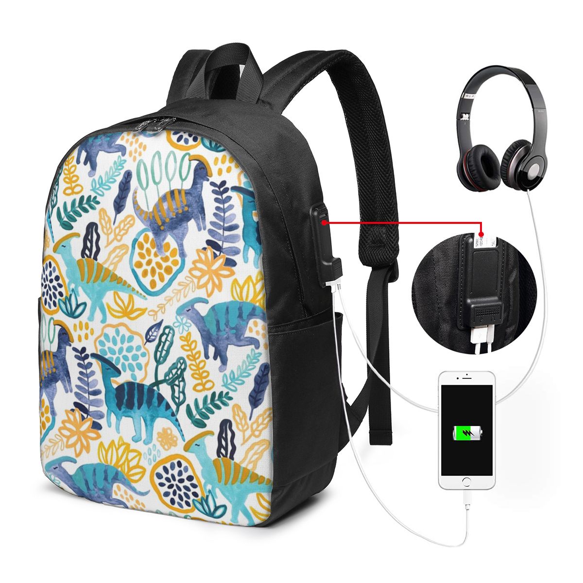 Women Bags For Laptop - Рюкзак Gouache Parasaurolophuses, дорожная сумка для