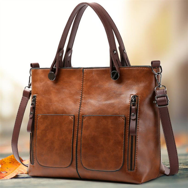Women'S Vegan Bags - Кожаная сумка в стиле ретро для