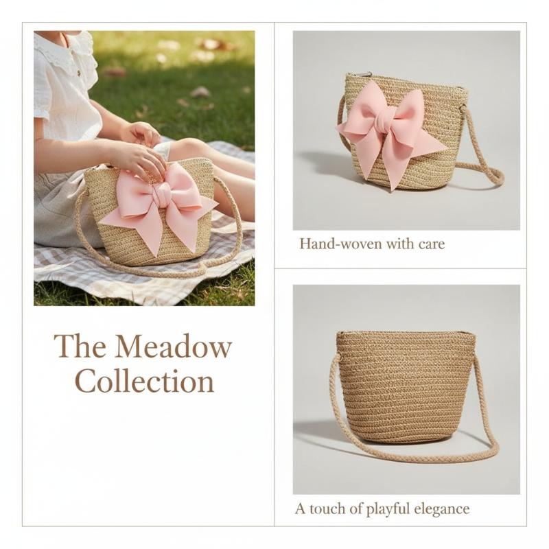 Woven Straw Bag - Детская плетеная соломенная сумка через плечо